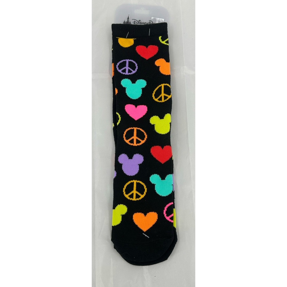 Disney Parks Mickey Icons Peace Hearts Adult Socks Shoe Size M 5-9/W 5-10 NWT